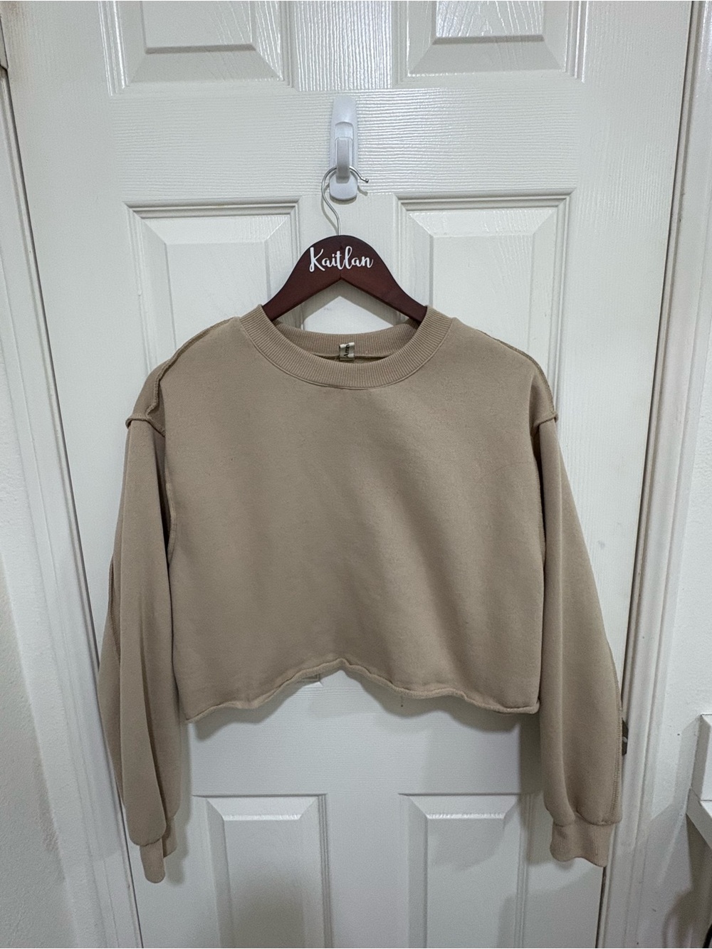 Women’s Cropped Crewneck Sweatshirt - Beige